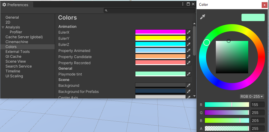 Changement de la couleur de l'inspecteur en mode Play (Playmode tint)