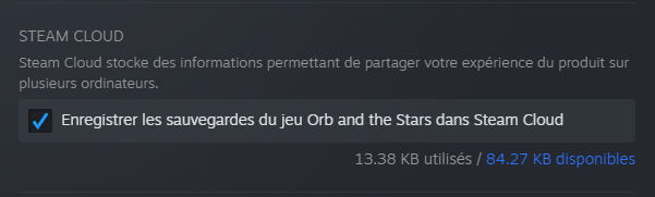 'Propriétés de l'application: activer le cloud'